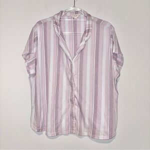 Laura‎ Ashley button front stripe pajama top pink size large